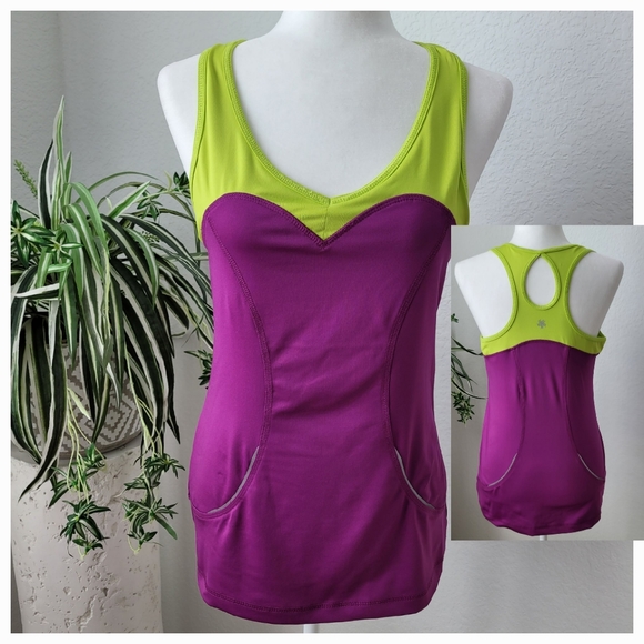 EUC Tek Gear Racerback Athletic Tank Top Purple/Green Size L - Picture 1 of 11